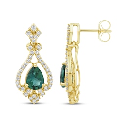 Lab-Created Diamonds by KAY Pear-Shaped Lab-Created Emerald Drop Earrings 1/2 ct tw 14K Yellow Gold