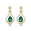 Thumbnail Image 2 of Lab-Grown Diamonds by KAY Pear-Shaped Lab-Created Emerald Drop Earrings 1/2 ct tw 14K Yellow Gold