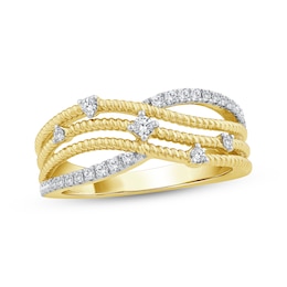 Threads of Love Diamond Multi-Row Crossover Ring 1/4 ct tw 10K Yellow Gold
