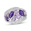 Thumbnail Image 0 of Multi-Shape Amethyst & White Lab-Created Sapphire Ring Sterling Silver