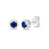 Thumbnail Image 0 of Blue & White Lab-Created Sapphire Halo Stud Earrings Sterling Silver