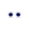 Thumbnail Image 1 of Blue & White Lab-Created Sapphire Halo Stud Earrings Sterling Silver