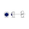 Thumbnail Image 2 of Blue & White Lab-Created Sapphire Halo Stud Earrings Sterling Silver