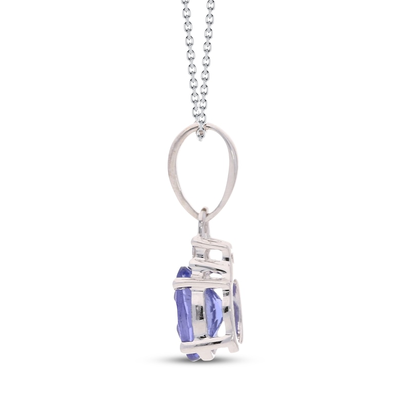 Main Image 2 of Oval-Cut Tanzanite & White Lab-Created Sapphire Necklace Sterling Silver 18&quot;