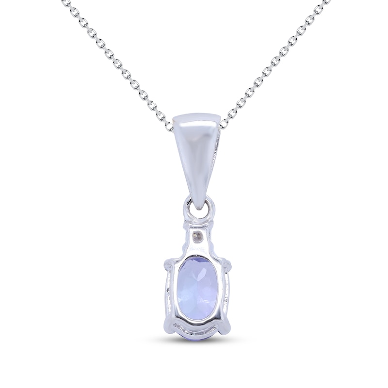 Main Image 3 of Oval-Cut Tanzanite & White Lab-Created Sapphire Necklace Sterling Silver 18&quot;