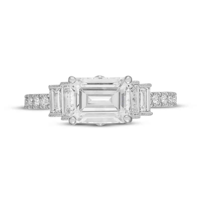 Main Image 3 of Neil Lane Artistry East West Emerald-Cut Lab-Grown Diamond Engagement Ring 2-7/8 ct tw 14K White Gold