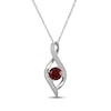 Thumbnail Image 1 of Garnet & White Lab-Created Sapphire Infinity Necklace Sterling Silver 18&quot;