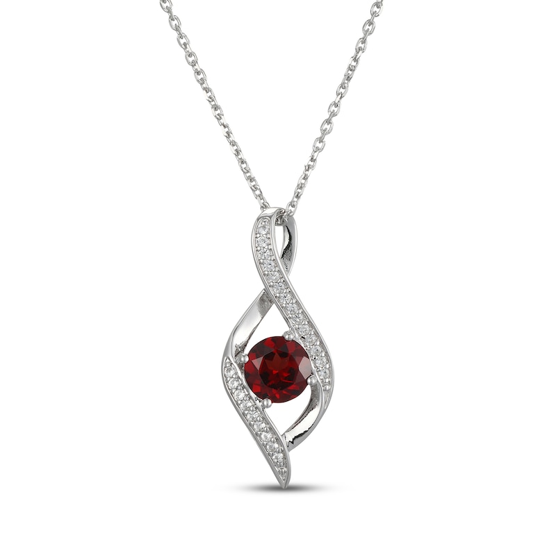 Main Image 1 of Garnet & White Lab-Created Sapphire Infinity Necklace Sterling Silver 18&quot;