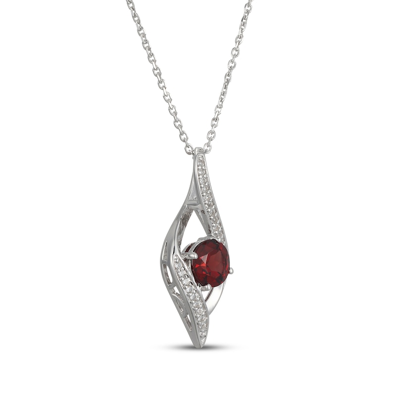 Main Image 2 of Garnet & White Lab-Created Sapphire Infinity Necklace Sterling Silver 18&quot;