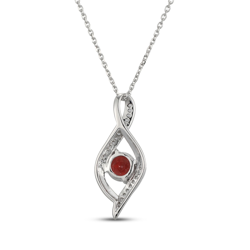 Main Image 3 of Garnet & White Lab-Created Sapphire Infinity Necklace Sterling Silver 18&quot;