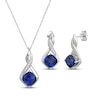 Thumbnail Image 1 of Cushion-Cut Blue Lab-Created Sapphire & White Lab-Created Sapphire Necklace & Earrings Gift Set Sterling Silver