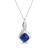 Thumbnail Image 2 of Cushion-Cut Blue Lab-Created Sapphire & White Lab-Created Sapphire Necklace & Earrings Gift Set Sterling Silver