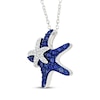 Thumbnail Image 2 of Blue & White Lab-Created Sapphire Starfish Necklace Sterling Silver 18&quot;