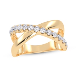 Diamond Crisscross Orbit Ring 1/2 ct tw 14K Yellow Gold