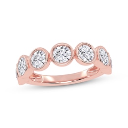 Lab-Grown Diamonds by KAY Seven-Stone Bezel-Set Anniversary Ring 2 ct tw 14K Rose Gold