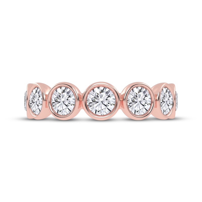 Main Image 3 of Lab-Grown Diamonds by KAY Seven-Stone Bezel-Set Anniversary Ring 2 ct tw 14K Rose Gold