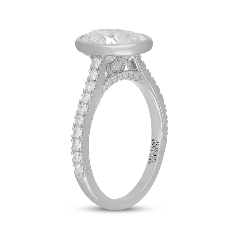 Main Image 2 of Neil Lane Artistry Oval-Cut Lab-Grown Diamond Bezel-Set Engagement Ring 2-1/2 ct tw 14K White Gold