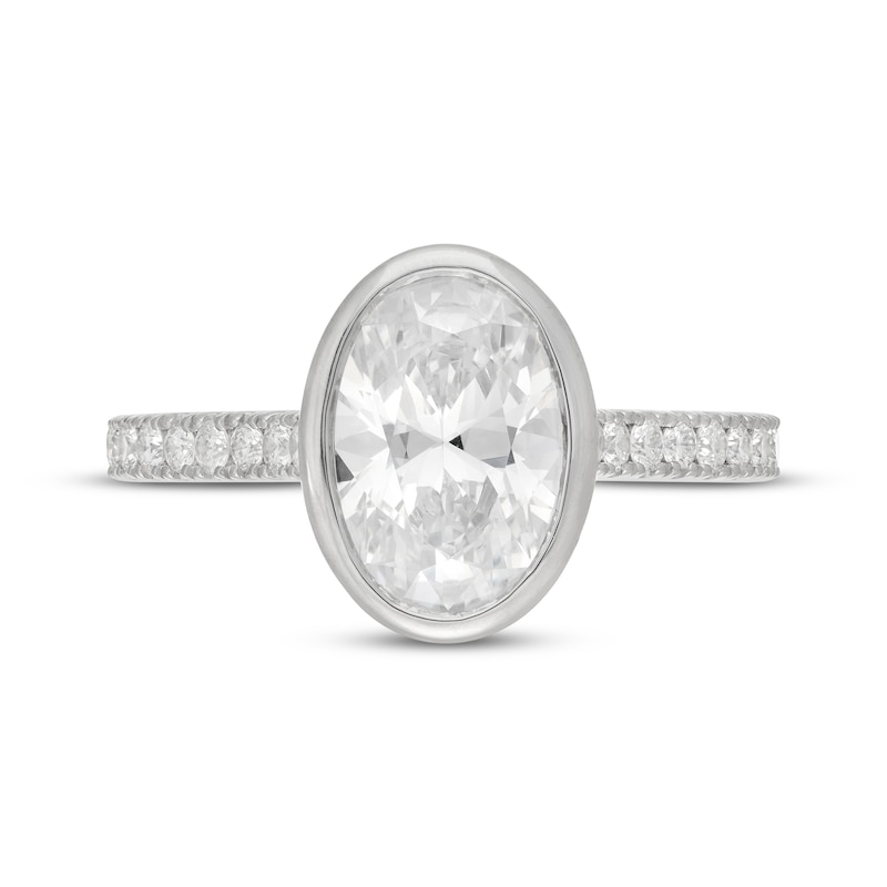 Main Image 3 of Neil Lane Artistry Oval-Cut Lab-Grown Diamond Bezel-Set Engagement Ring 2-1/2 ct tw 14K White Gold