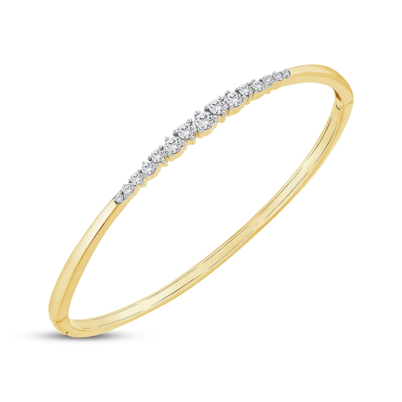 Main Image 2 of Graduating Diamond Bangle Bracelet 3/4 ct tw 10K Yellow Gold