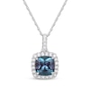 Thumbnail Image 1 of Cushion-Cut Lab-Created Alexandrite & White Lab-Created Sapphire Halo Necklace Sterling Silver 18&quot;