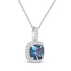 Thumbnail Image 2 of Cushion-Cut Lab-Created Alexandrite & White Lab-Created Sapphire Halo Necklace Sterling Silver 18&quot;