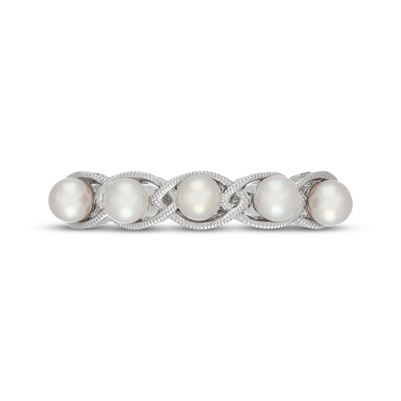 Main Image 3 of Neil Lane Cultured Akoya Pearl & Diamond Anniversary Ring 1/10 ct tw 14K White Gold