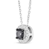 Thumbnail Image 2 of Black & White Diamond Halo Necklace 1/2 ct tw 10K White Gold 18&quot;