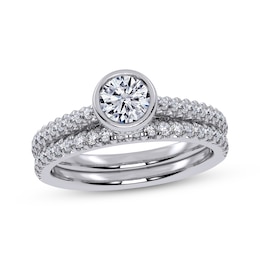 Adore Round-Cut Diamond Bezel-Set Bridal Set 1 ct tw 14K White Gold