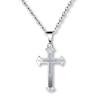 Thumbnail Image 1 of Men's Cross Necklace 1/15 ct tw Diamonds Stainless Steel