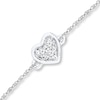 Thumbnail Image 1 of Diamond Heart Anklet 1/20 ct tw Round-cut Sterling Silver