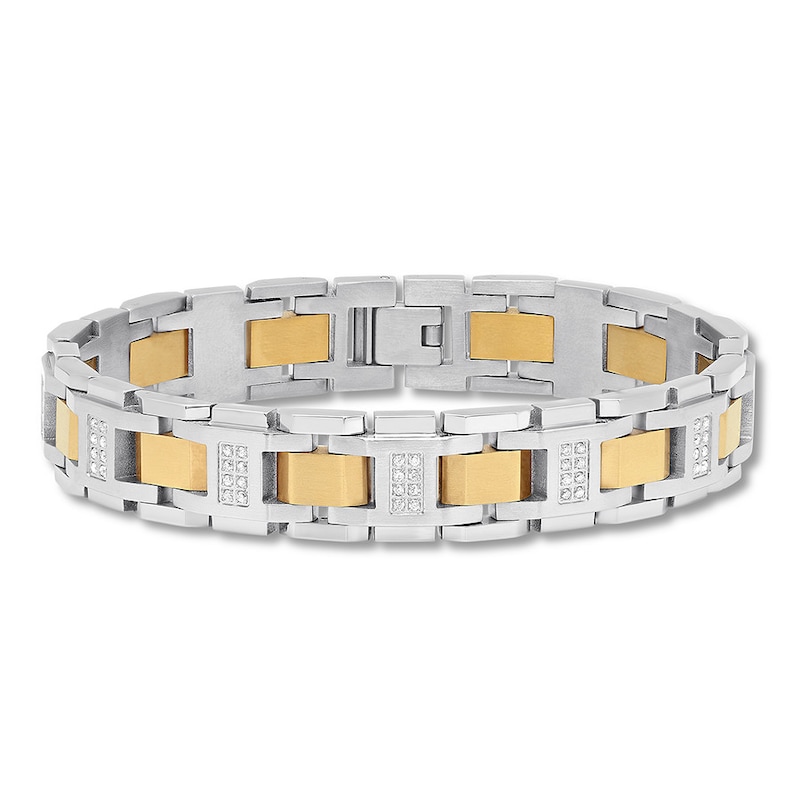 Main Image 1 of Men's Diamond Bracelet 3/4 ct tw Stainless Steel/Ion-Plating 8.5&quot;