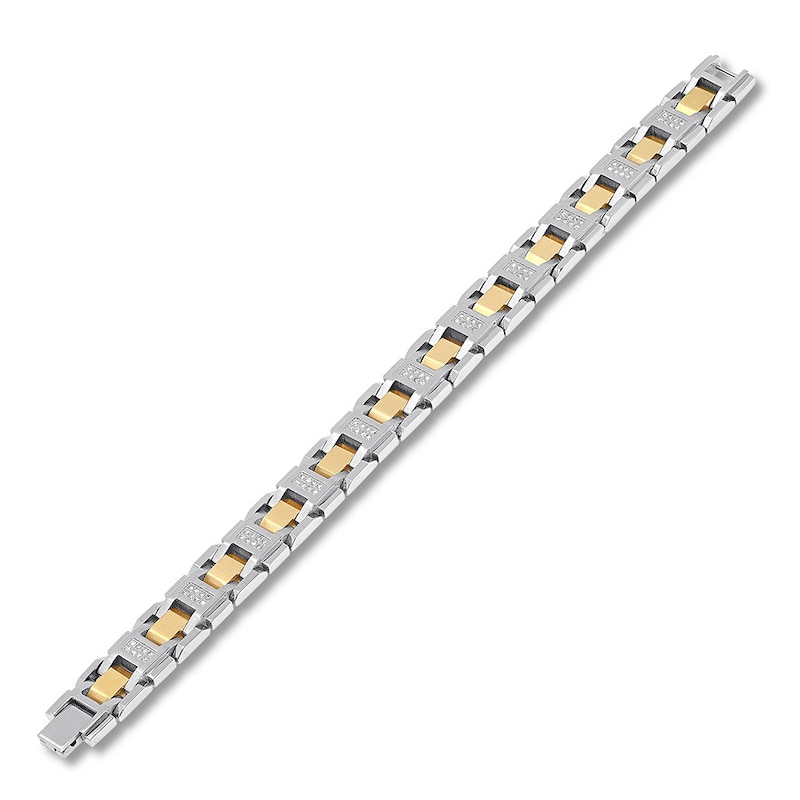 Main Image 2 of Men's Diamond Bracelet 3/4 ct tw Stainless Steel/Ion-Plating 8.5&quot;