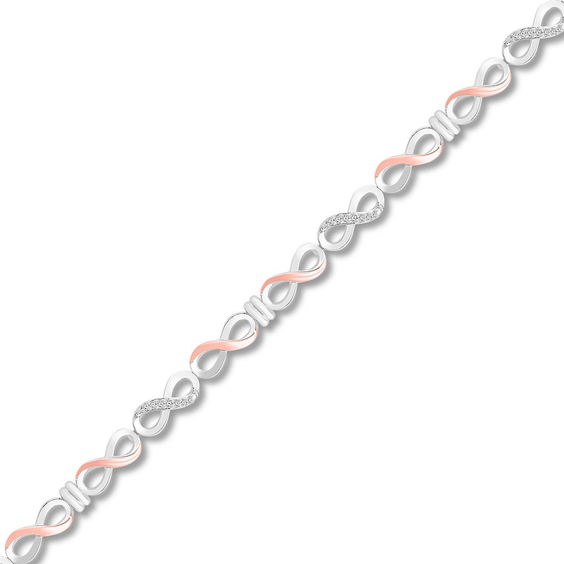 Main Image 1 of Diamond Infinity Bracelet 1/10 ct tw Sterling Silver & 10K Rose Gold 7.25&quot;