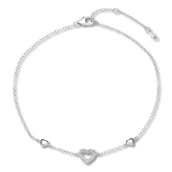 Diamond Heart Anklet 1/15 ct tw Round-cut Sterling Silver | Kay Outlet