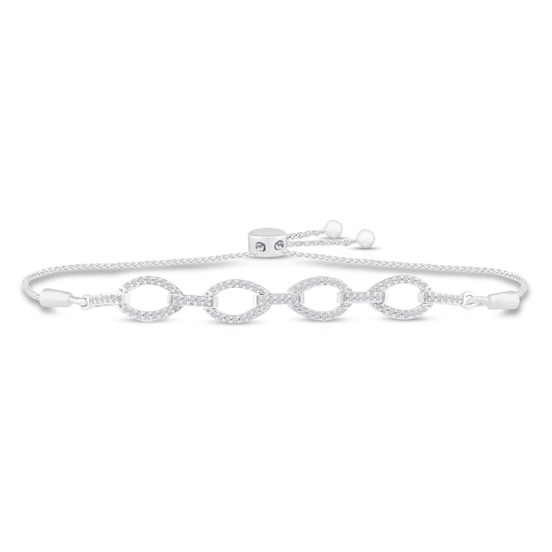 Main Image 1 of Diamond Bolo Bracelet 1/4 ct tw Sterling Silver 9.5&quot;