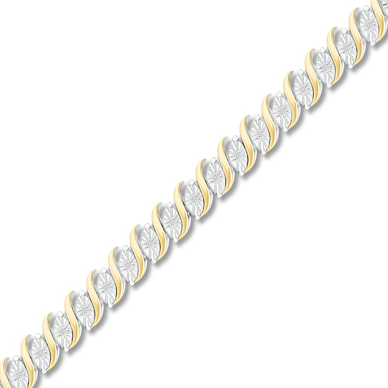 Main Image 1 of Diamond Bracelet 1/10 ct tw 10K Yellow Gold & Sterling Silver 7.25&quot;