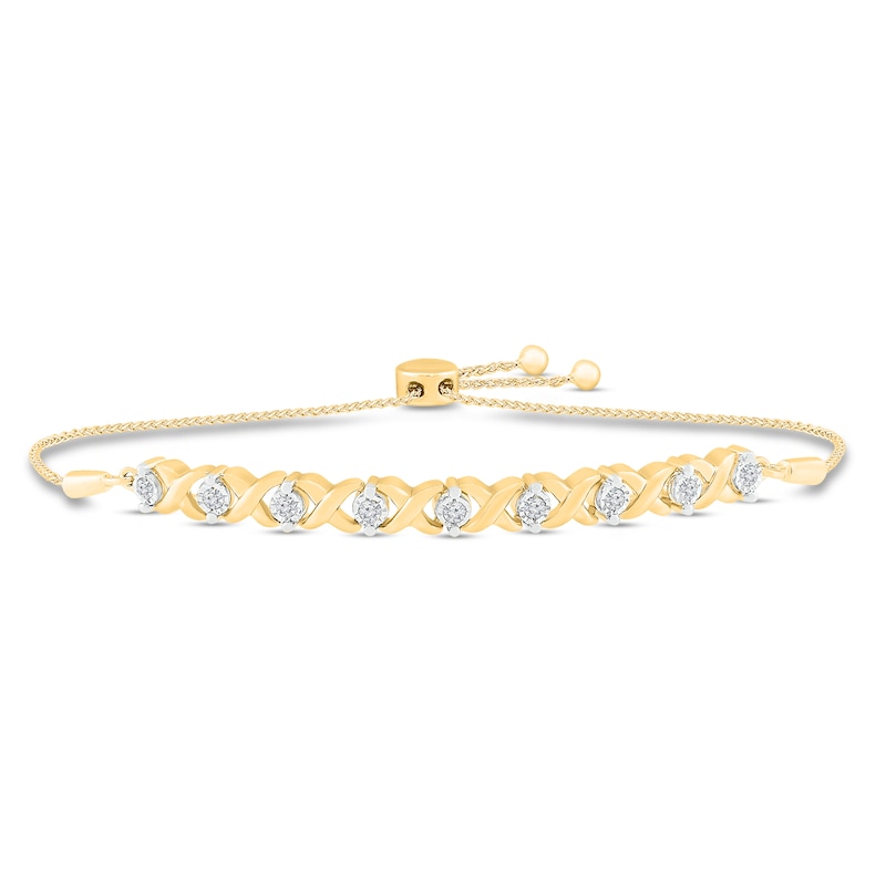 Main Image 1 of Diamond Bolo Bracelet 1/2 ct tw 10K Yellow Gold 9.5&quot;