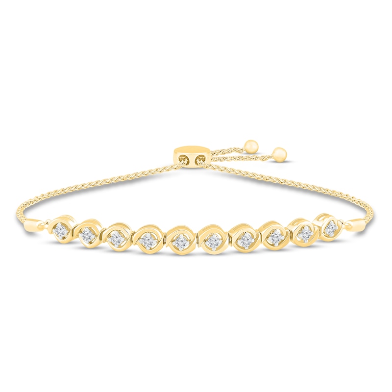 Main Image 1 of Diamond Bolo Bracelet 1/2 ct tw 10K Yellow Gold 9.5&quot;