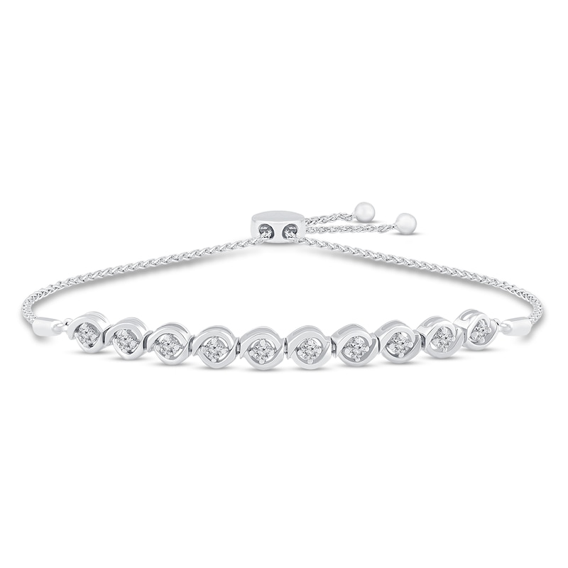 Main Image 1 of Diamond Bolo Bracelet 1/2 ct tw 10K White Gold 9.5&quot;