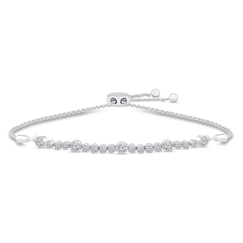 Main Image 1 of Diamond Bolo Bracelet 1 ct tw 10K White Gold 9.5&quot;