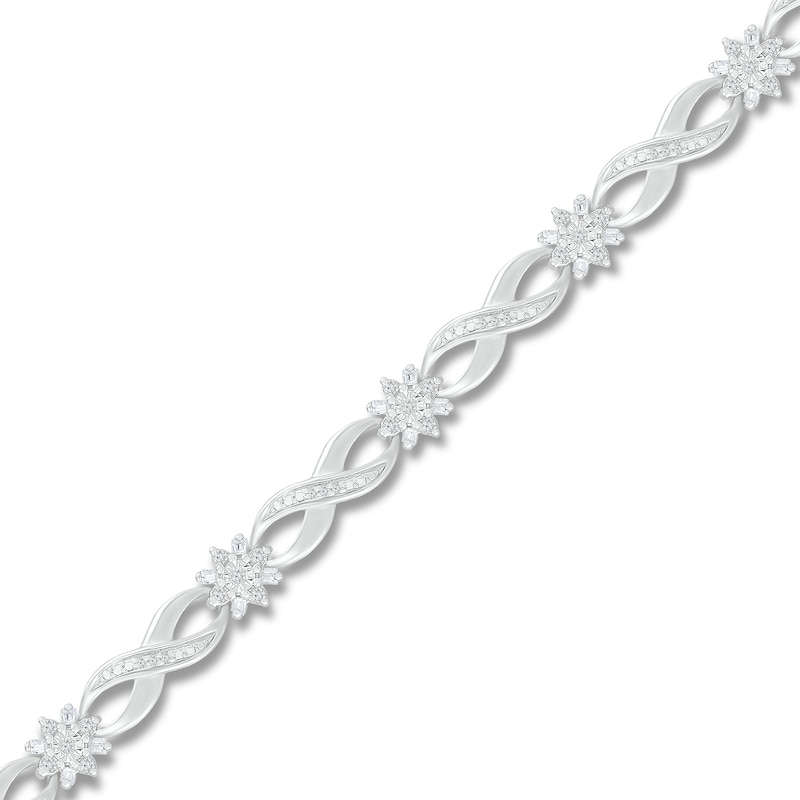 Main Image 1 of Diamond Bracelet 1/2 ct tw Round & Baguette 10K White Gold 7&quot;