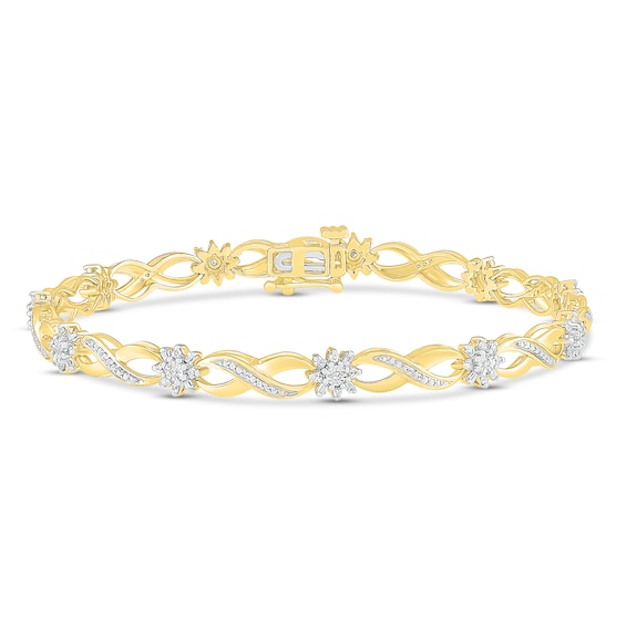 Diamond Fashion Bracelet 1/2 ct tw Round & Baguette 10K Yellow Gold