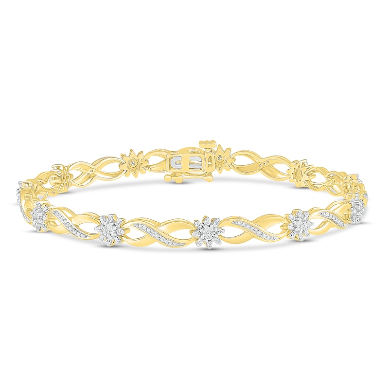 Main Image 1 of Diamond Fashion Bracelet 1/2 ct tw Round & Baguette 10K Yellow Gold