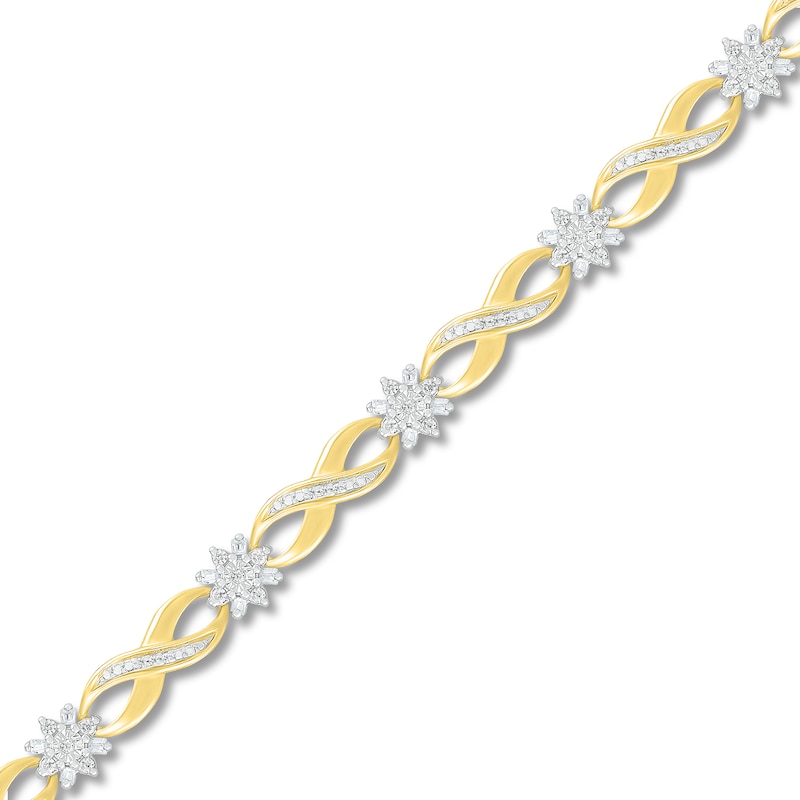 Main Image 2 of Diamond Fashion Bracelet 1/2 ct tw Round & Baguette 10K Yellow Gold