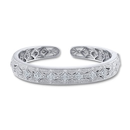 Diamond Cuff Bangle Bracelet 1/3 ct tw Sterling Silver