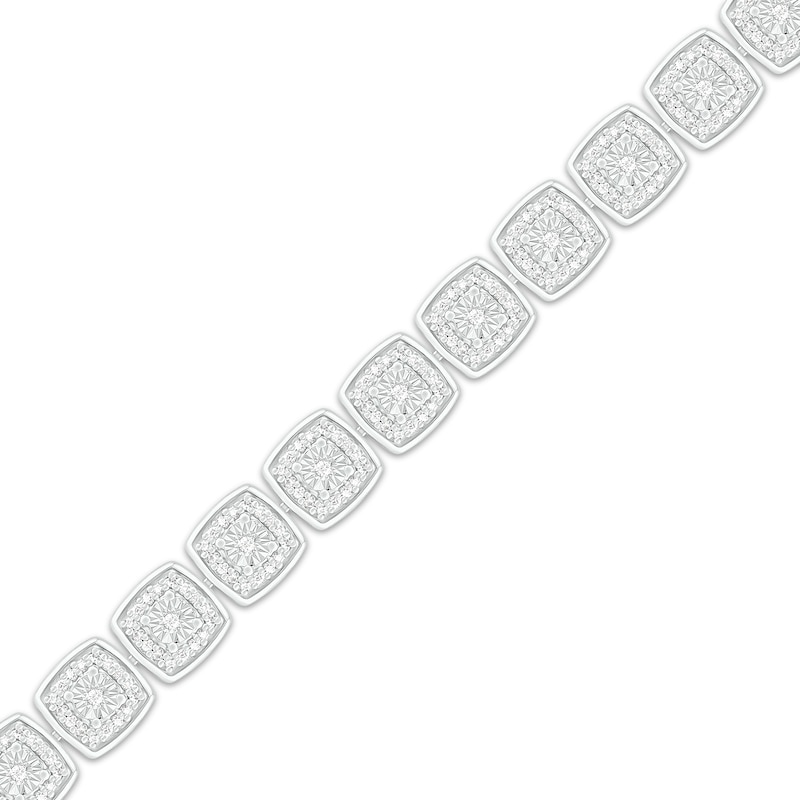 Main Image 2 of Diamond Cushion Line Bracelet 1 ct tw Round-cut 10K White Gold 7.25&quot;