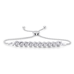 Diamond Bolo Bracelet 1/4 ct tw Round-cut Sterling Silver 9.5&quot;