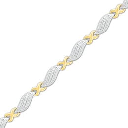 Diamond Bracelet 1/2 ct tw Round-Cut 10K Yellow Gold/Sterling Silver 7.5&quot;