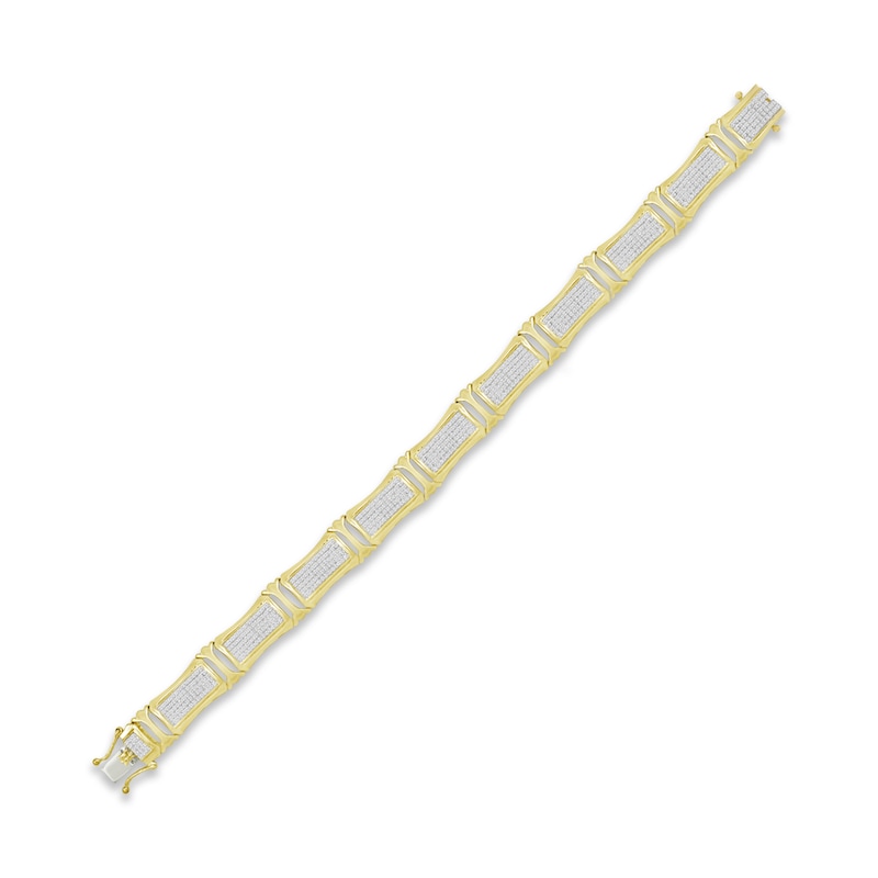 Main Image 2 of Men's Diamond Link Bracelet 1-7/8 ct tw Round-cut 10K Yellow Gold 8.5&quot;