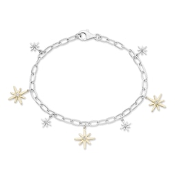Diamond Star Bracelet 1/6 ct tw Round-Cut Sterling Silver & 10K Yellow Gold 7.5&quot;